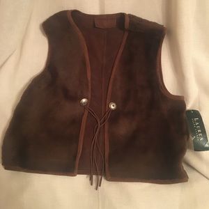 Ralph Lauren suede fur hide vest Med Tags concho